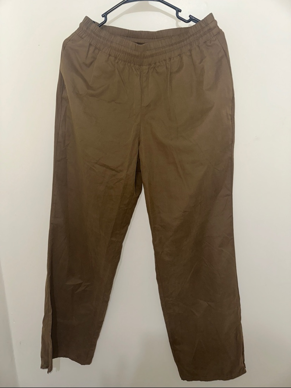Good American Elastic Waist Women’s Olive Brown Straight Track Pants Size 2